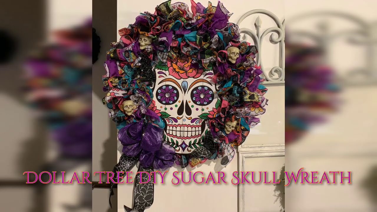 Dollar Tree DIY Sugar Skull Day of the Dead Wreath