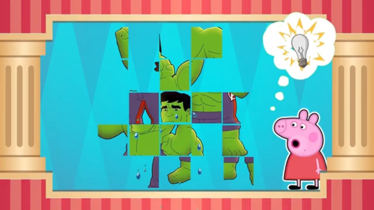 HULK SMASH PUZZLE WITH PEPPA PIG/LITTLE PIG PLAYING PUZZLE AND SHE SAVED  HULKS LIFE