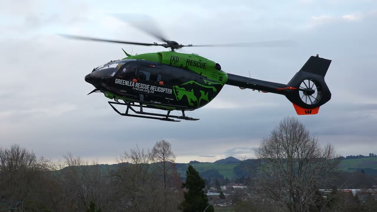 ZK-IXD Airbus H145 and ZK-HIQ Kawasaki BK117 consecutive landings at Rotorua Hospital