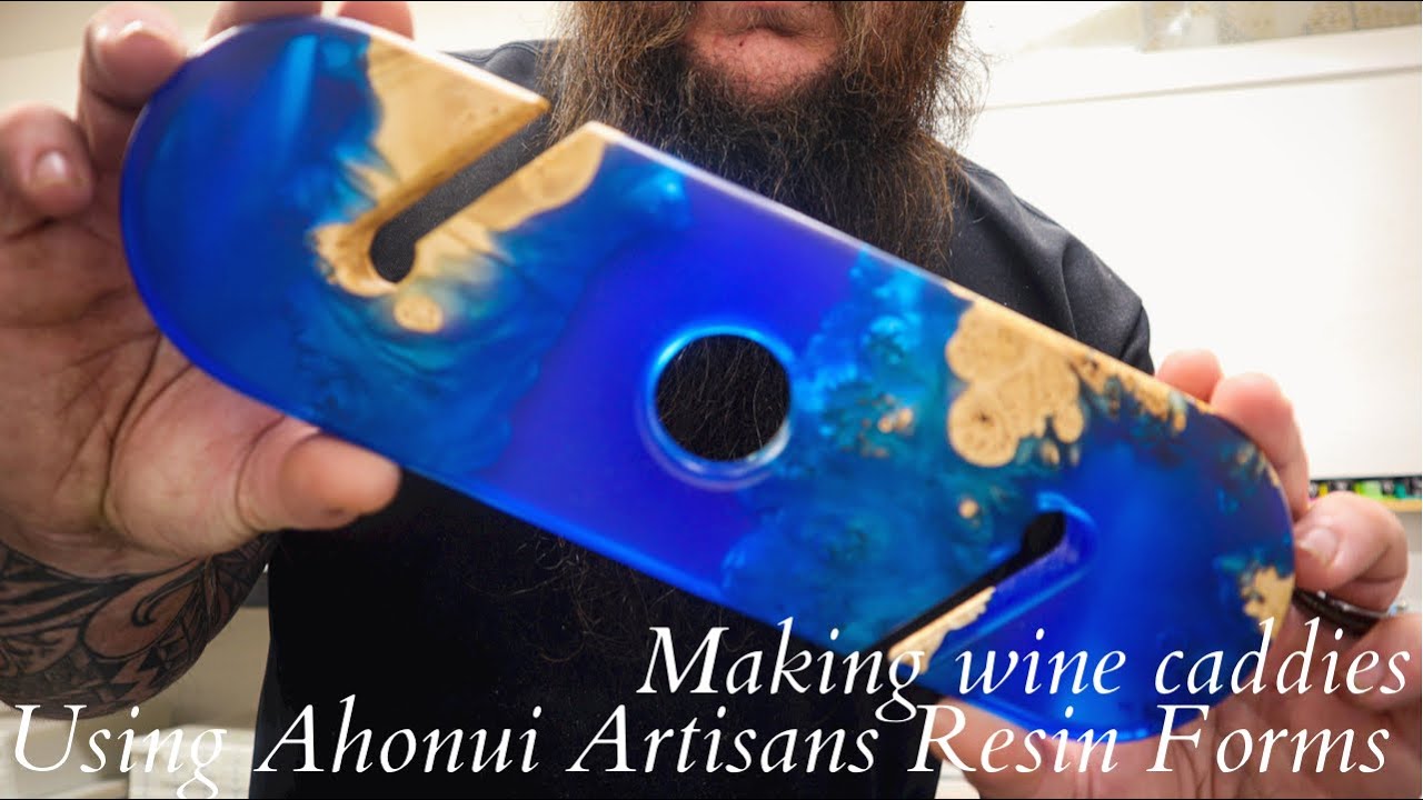 Using Ahonui Artisans Reusable Resin Forms and Acrylic Templates to make wood and resin wine caddies