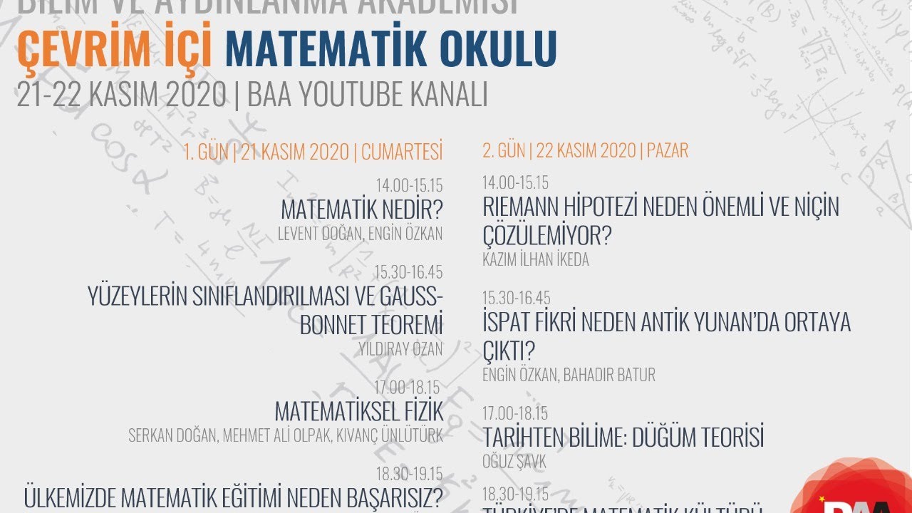BAA Matematik Okulu - Riemann Hipotezi Neden Önemli ve Niçin Çözülemiyor - Kazım İlhan İkeda