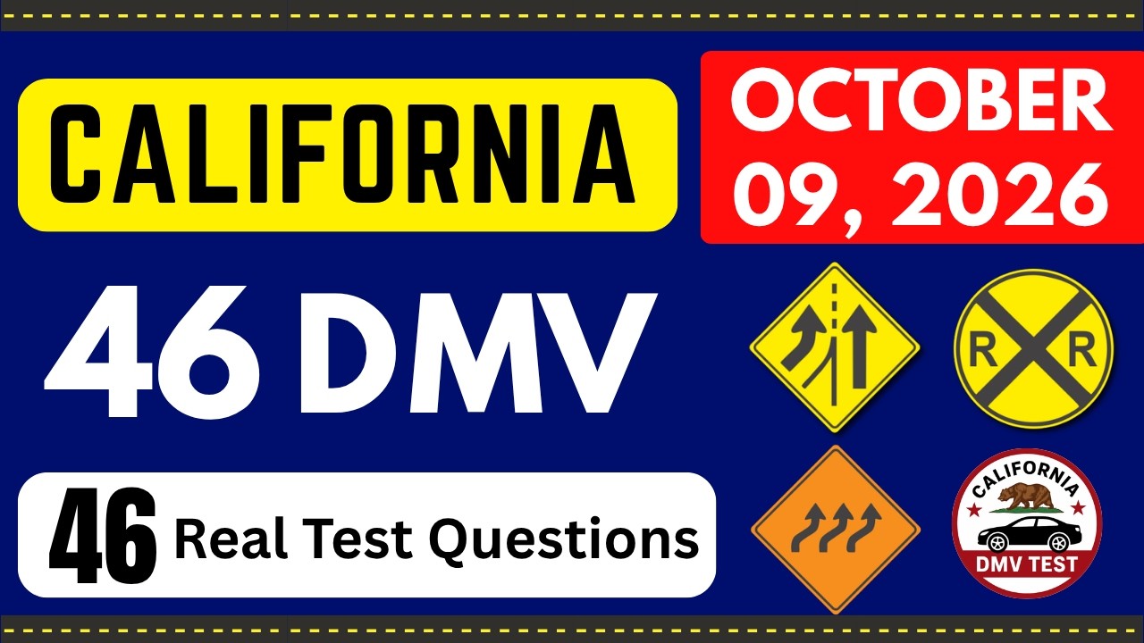 9 October 2026 | Real California DMV Written Test 2026 | 46 Real Test Questions | Car Permit Test