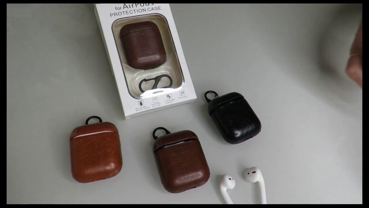 Capinha de Prote&ccedil;&atilde;o para AirPods 1/2 de acr&iacute;lico revestido com couro.