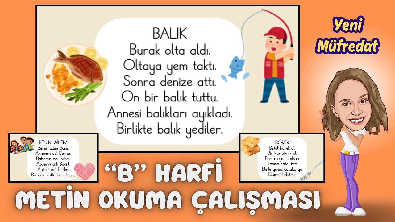 1. Sınıf “b-B” Harfi Metin Okuma Çalışması (3 Farklı Metin) Yeni Müfredat #birincisınıf
