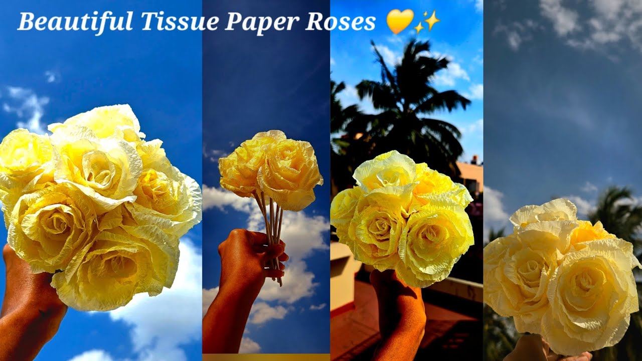 Beautiful🤩 Tissue Paper Rose💛| Easy Paper Flower Making at Home | DIY Handmade Gift & Home Decor 