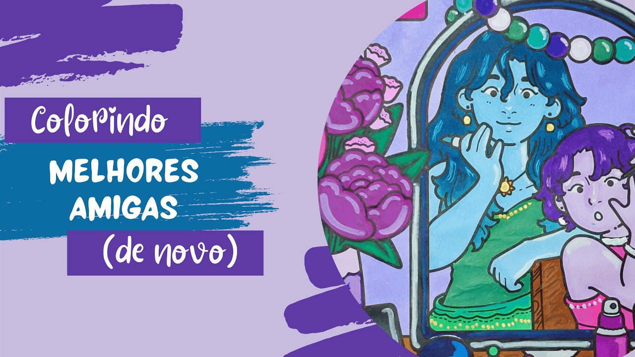 ✨VOLTEI DEPOIS DE 1 MÊS ✨ COLORINDO MAIS UMA PÁGINA DO LIVRO MELHORES AMIGAS! 🛸👽