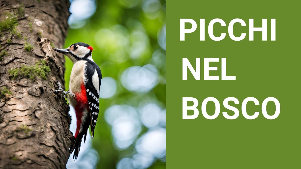 La vita dei picchi nel bosco: dal picchio rosso maggiore al picchio nero. Con audio.