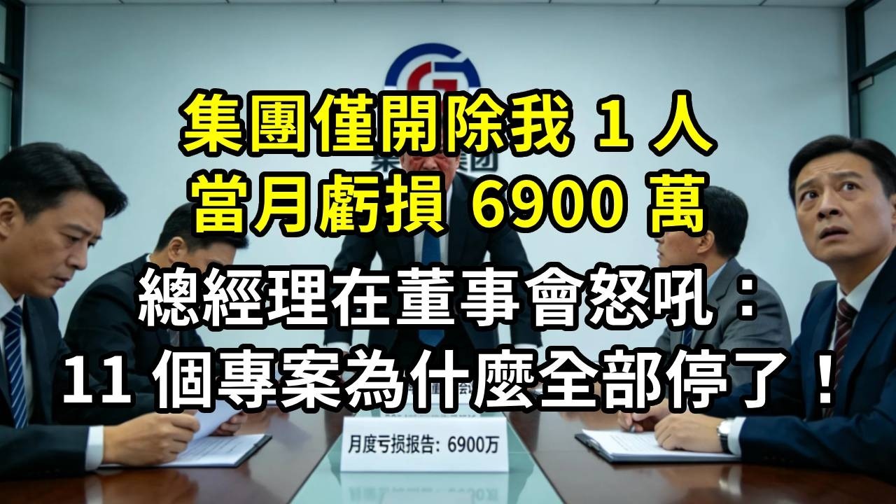 集團僅開除我 1 人，當月虧損 6900 萬，總經理在董事會怒吼：誰知道，11 個專案為什麼全部停掉！#高田小說社