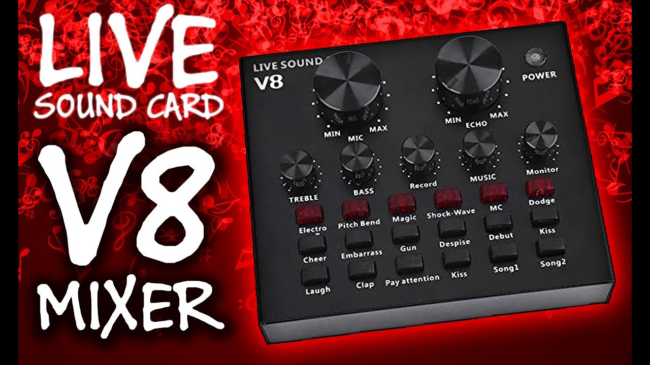 Звуковая карта V8 Live | Недорогой преобразователь голоса, эффекты и микшер готовых звуков | Наст...