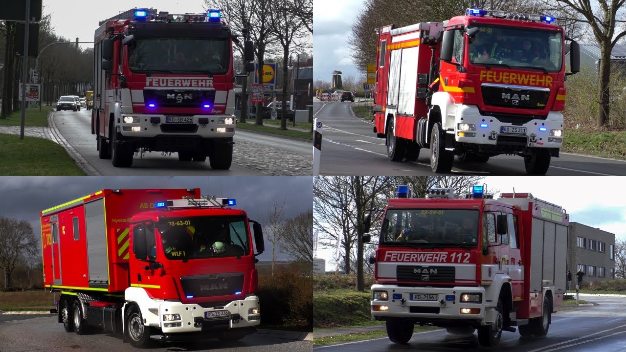 [GEFAHRSTOFFAUSTRITT in ZEITUNGSDRUCKEREI !] Einsatzfahrten Feuerwehr Büdelsdorf + LZ-G Rendsburg