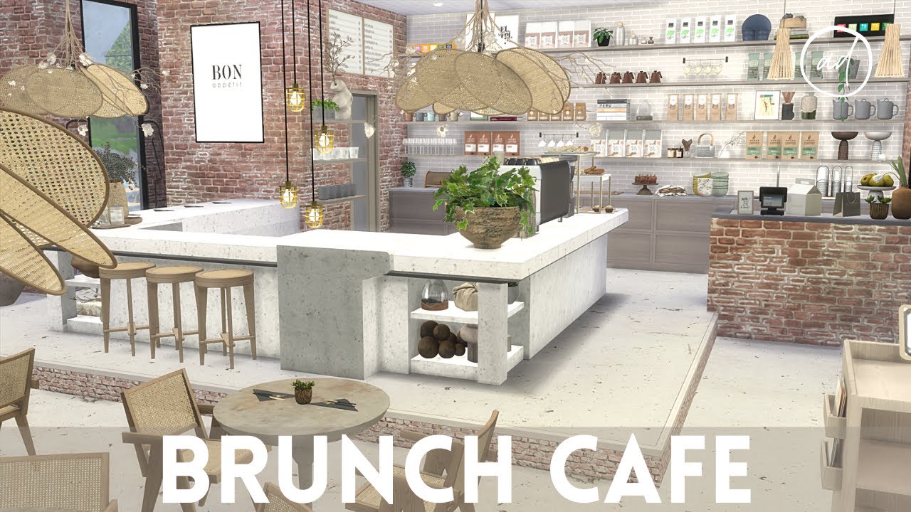 TRENDY BRUNCH CAFE || Sims 4 || CC SPEED BUILD + CC List