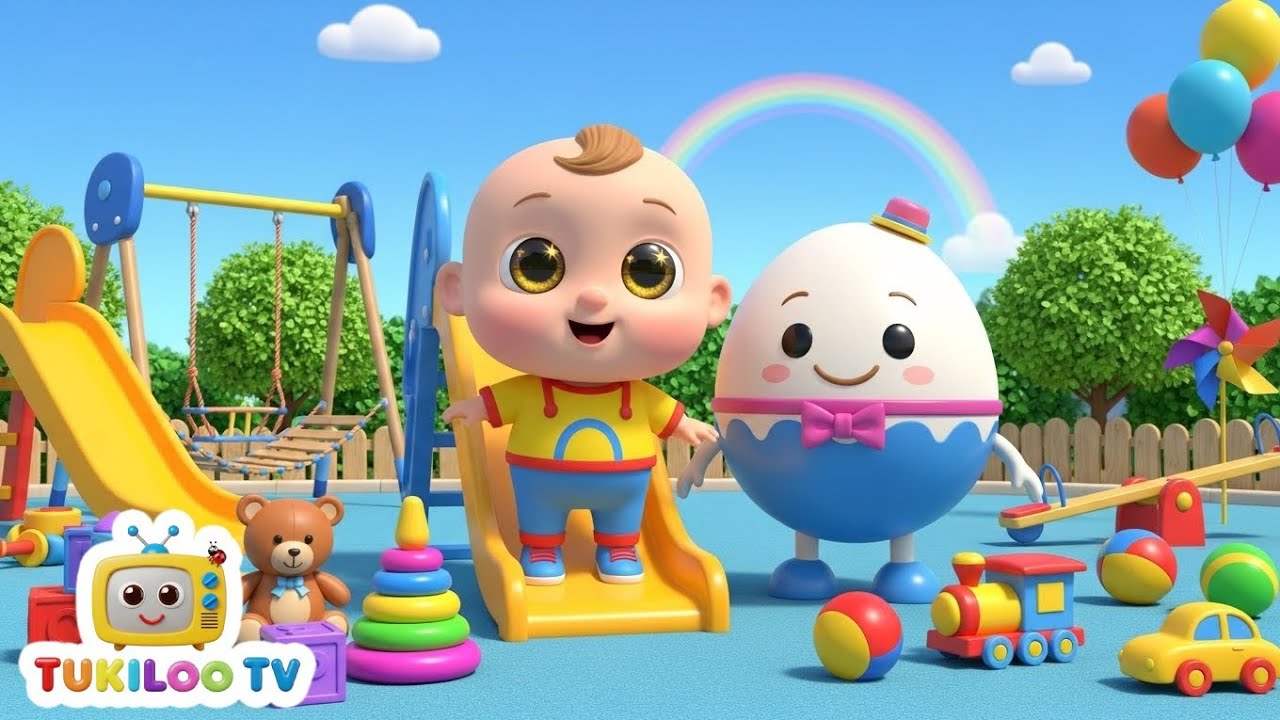 Humpty Dumpty Playground Fun 🥚🎠 | Kids Rhyme with Toys | TUKILOO TV