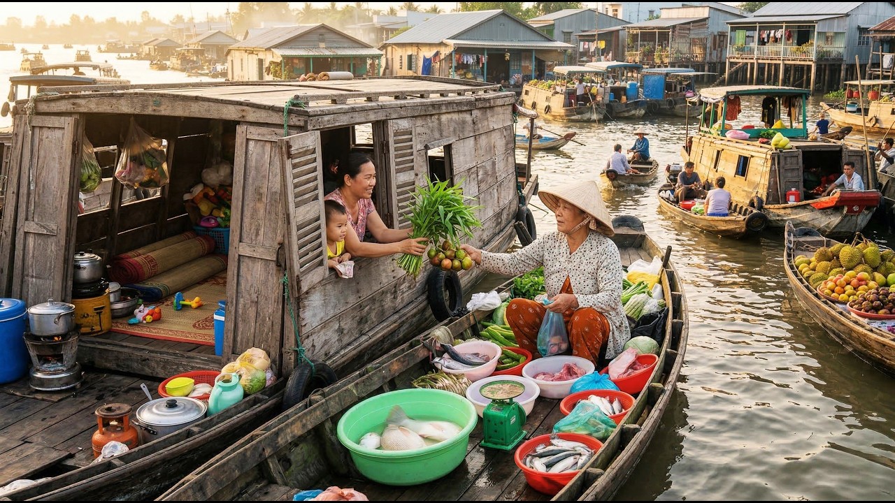 Selling Vegetables by the River - A Morning with a Woman on Vietnam’s Mekong River