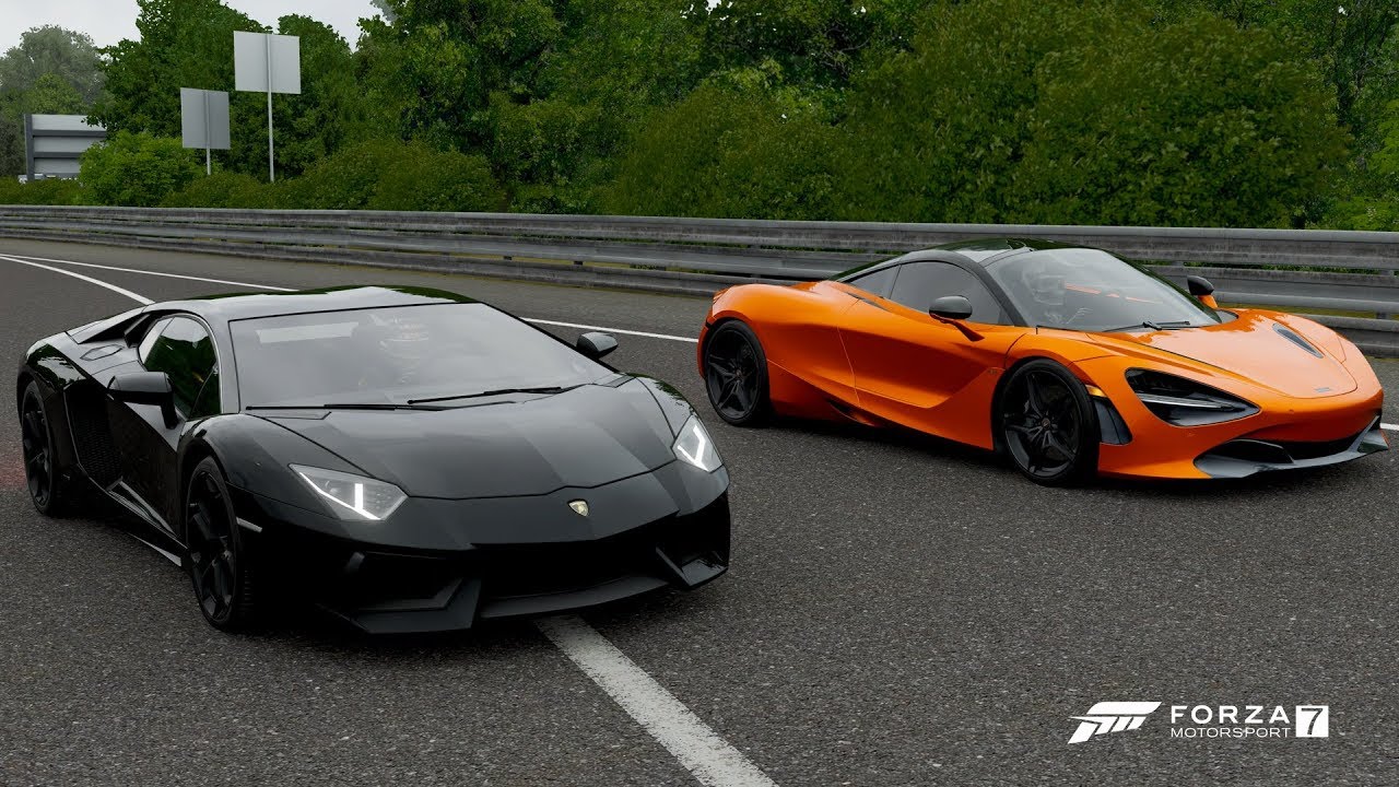 Forza 7 Drag race: Lamborghini Aventador Twin-Turbo vs McLaren 720s