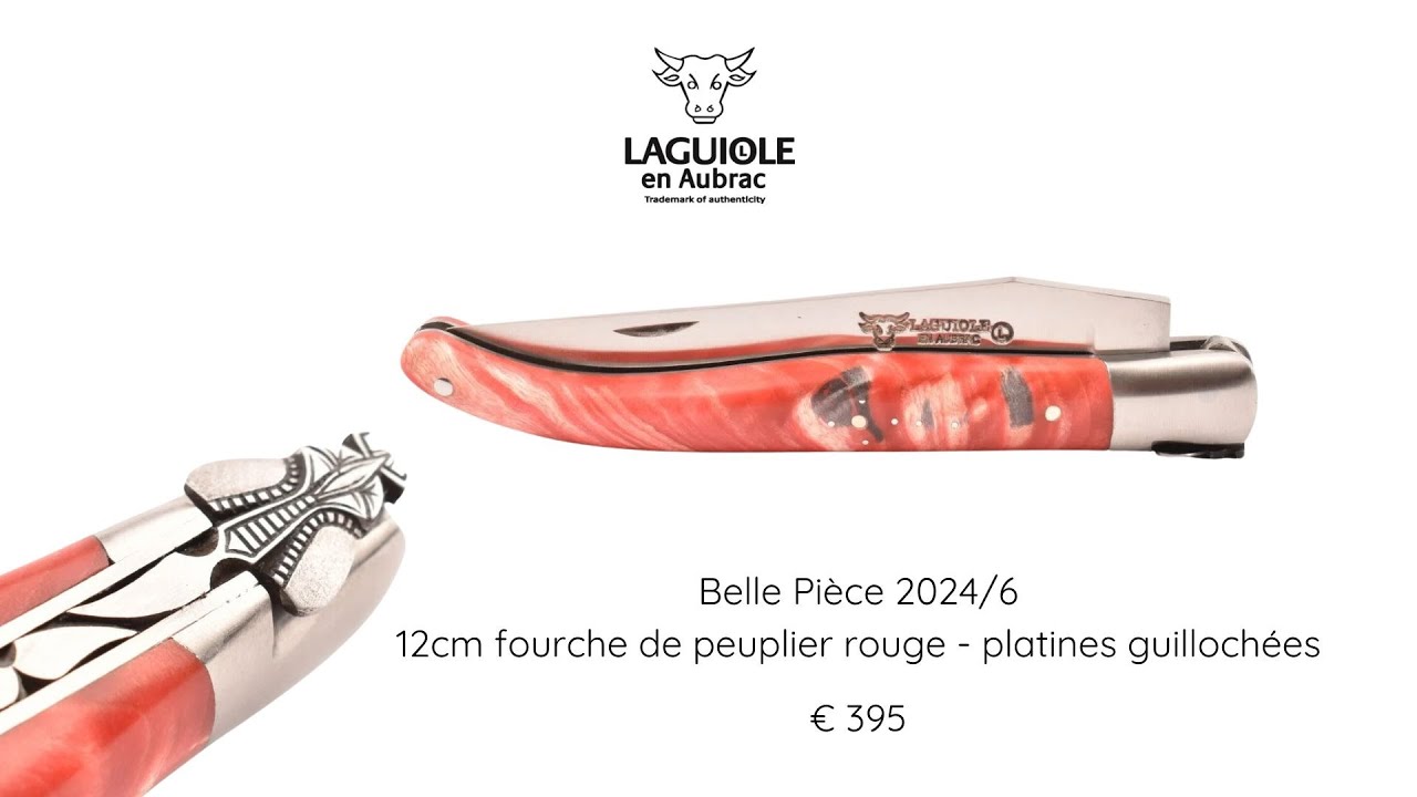 Belle pièce 2024/6 - 12cm fourche de peuplier rouge - platines guillochées