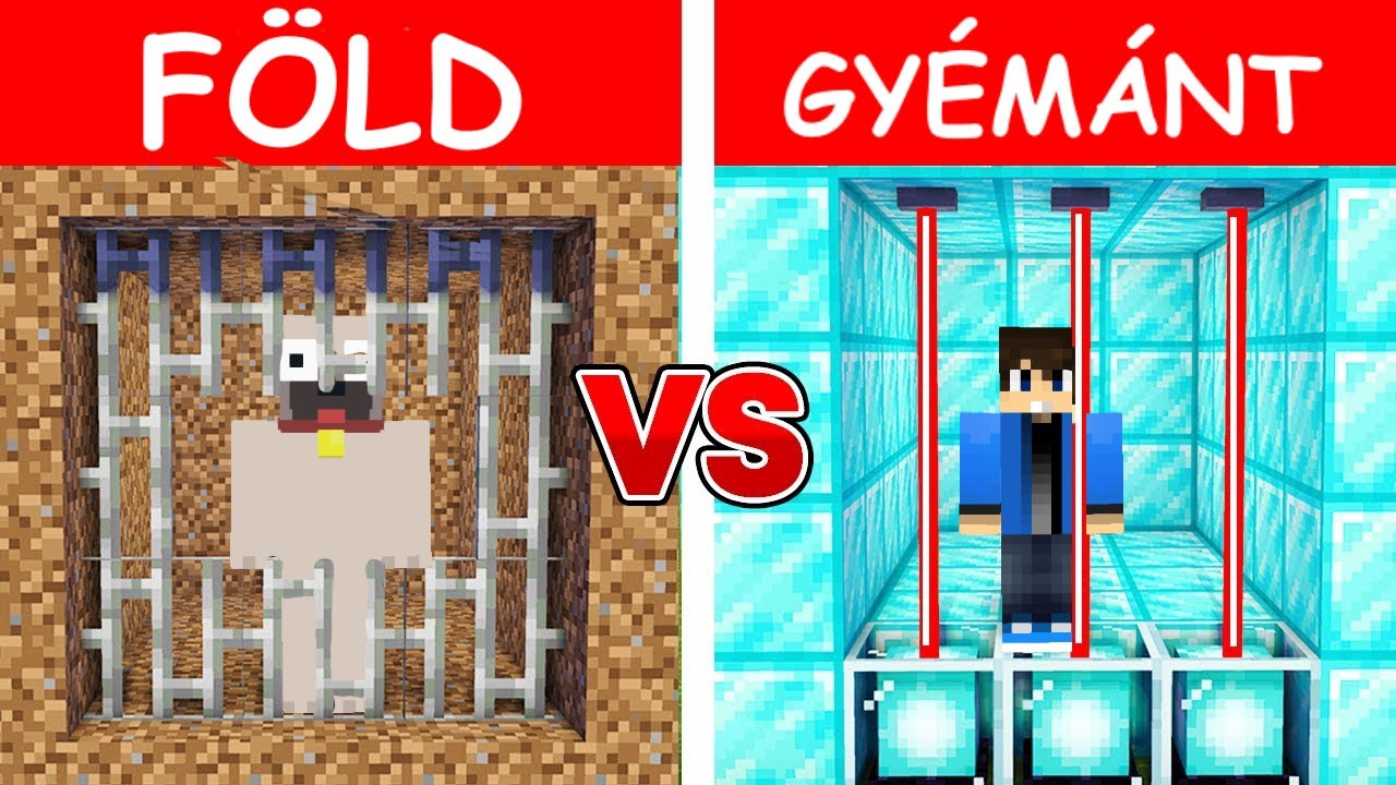 FÖLD VS GYÉMÁNT VÉDETT BÖRTÖN ÉPITŐ KIHIVÁS A MINECRAFTBAN!