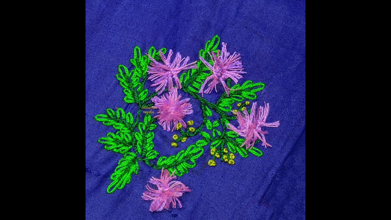 Mimosa Pudica Embroidery| Touch Me Not| Amazing Needle Point Art Modern Flower Design| 3D Flower