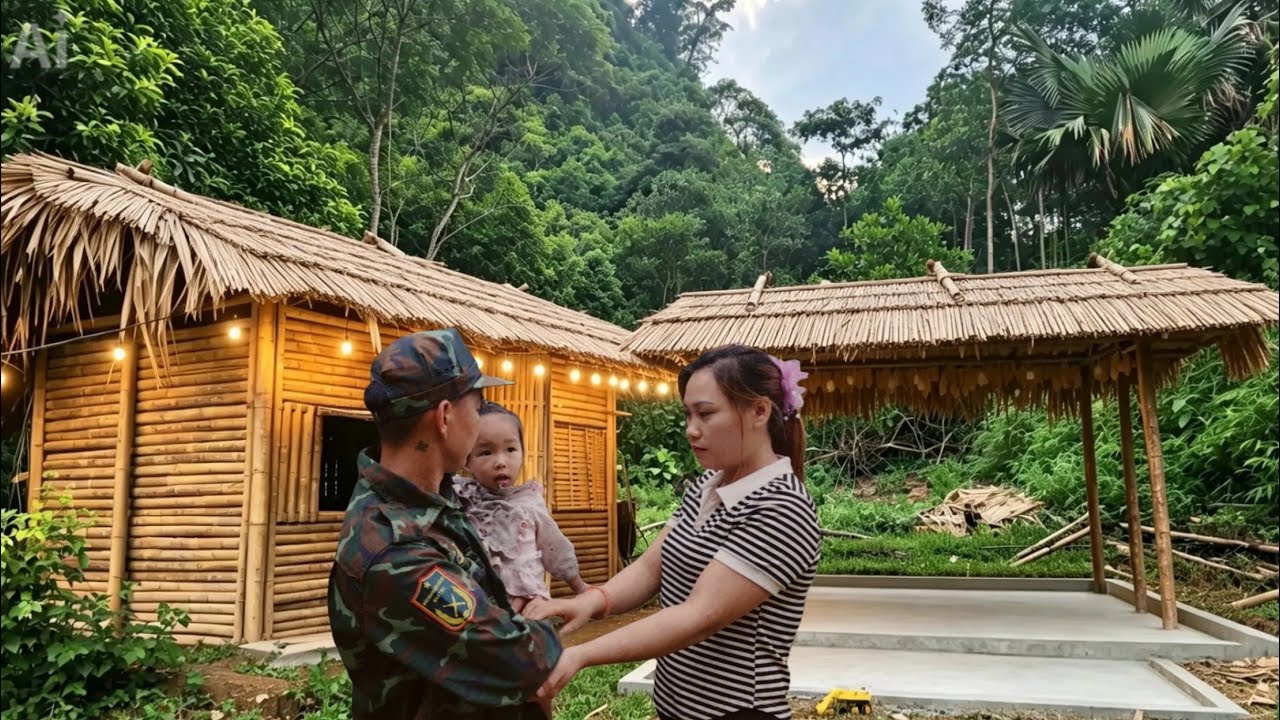 A veteran completes his wood-burning stove - Building a bamboo house.