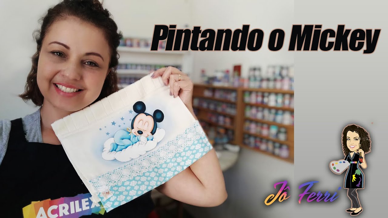 Como pintar o Mickey na toalhinha de boca.