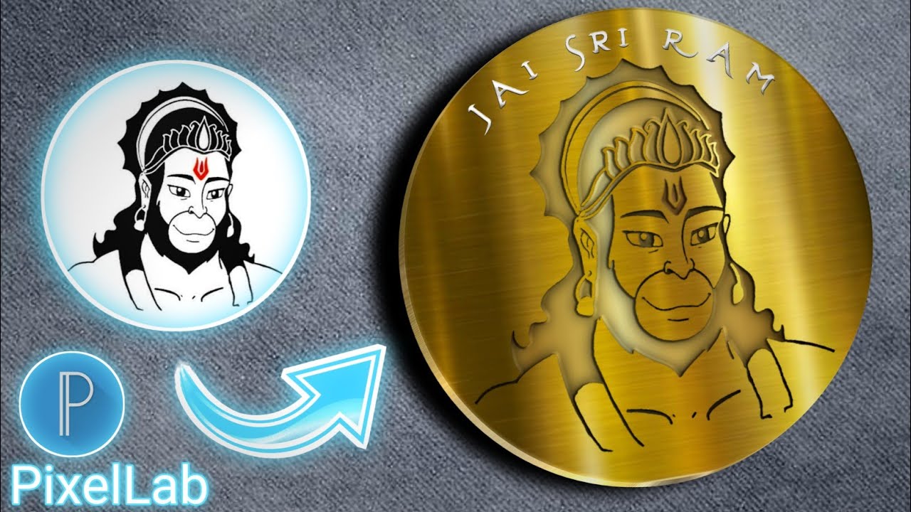 Hanuman gold coin design | professional logo design | how to make logo in pixellab