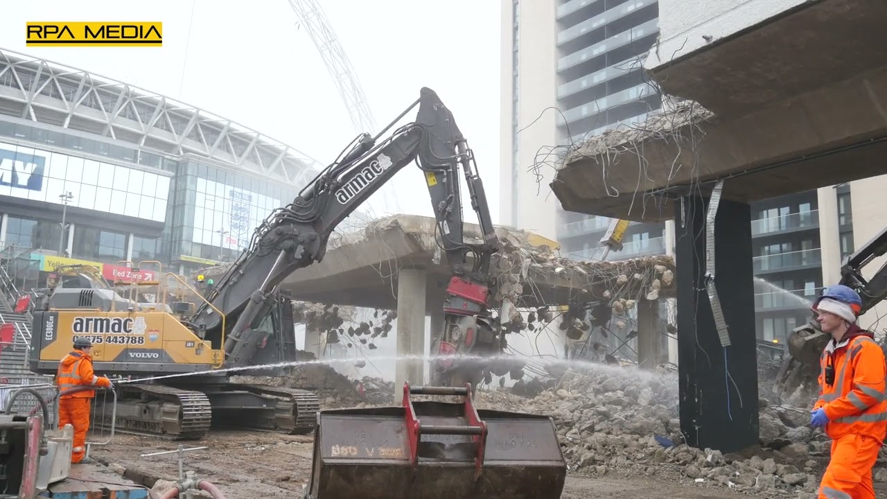 Volvo EC380E excavators demolishing Wembley Way