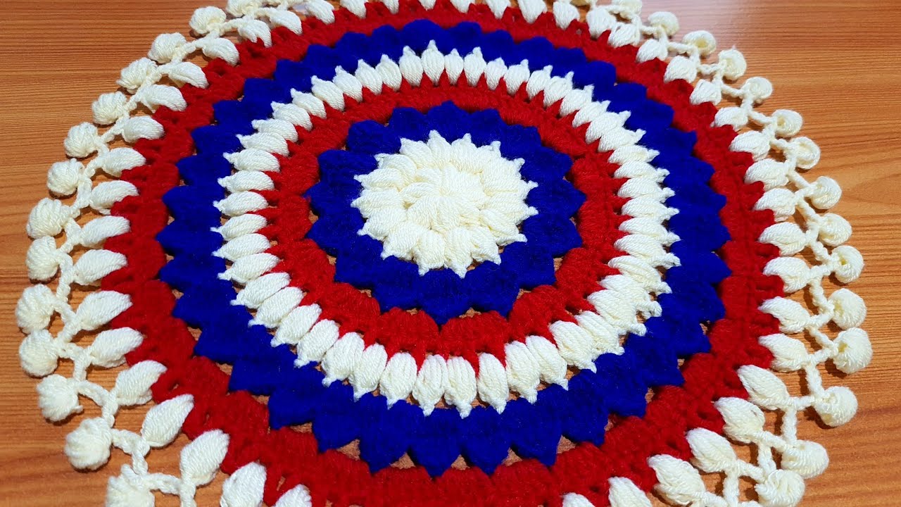 ⚘️😍 बहुत आसान थालपोश डिजाइन  very Easy Crochet Thalposh  woolen rumal, crosia thalpos