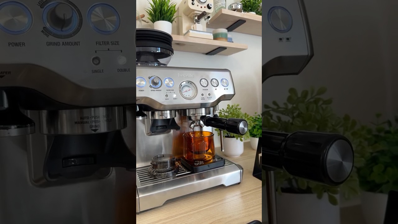 POV: making a latte on the Breville Barista Express