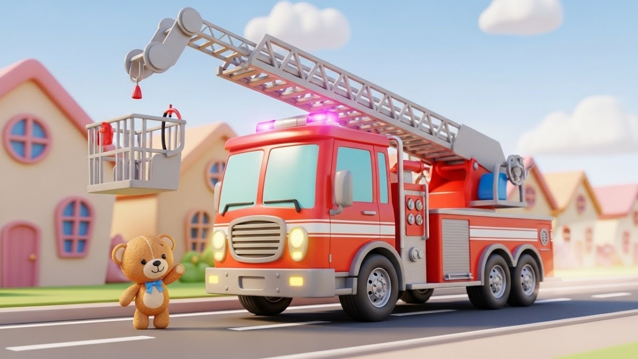 Весёлая пожарная машина спасает городок Т 🚒🚨🏘️ | Мультфильм для детей и весёлые приключения