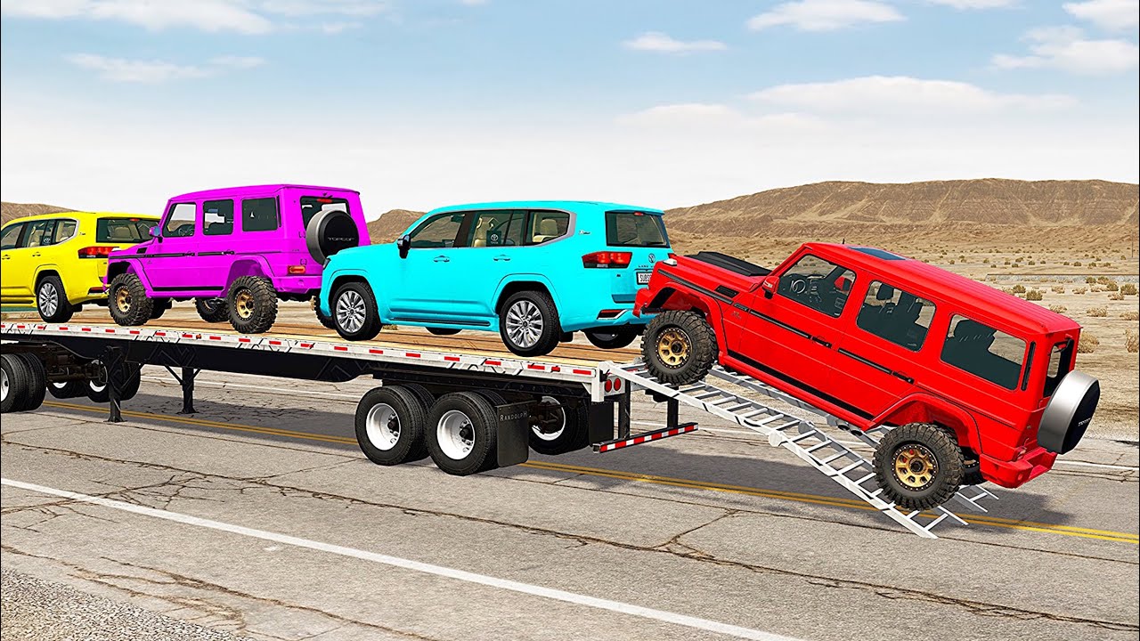 Flatbed Truck Mcqueen 14+Min   | Transportation with Truck - Pothole vs Car #557 - BeamNG.Drive