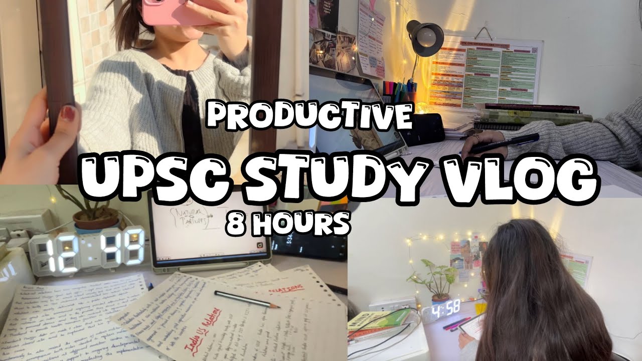 UPSC STUDY VLOG|| 8 hours study,note taking,productive day,skincare,morning routine,daily vlog...