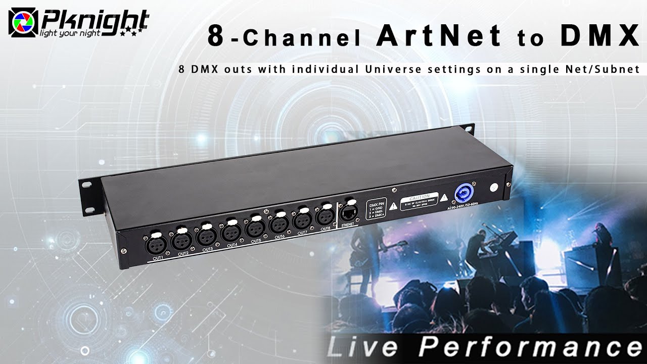 Overview of 8-channel Artnet node network controller