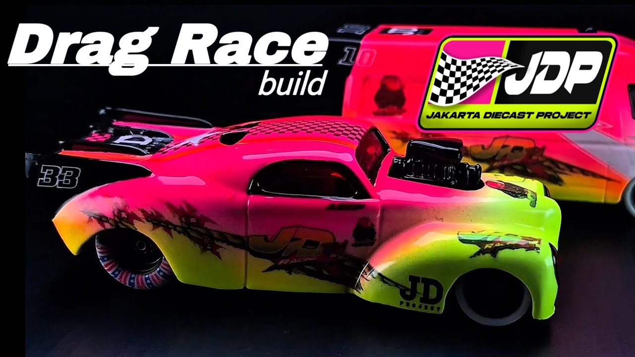 Toyota Hi Ace & 1941 Willys Drag Diecast Custom Build for Hot Wheels Track