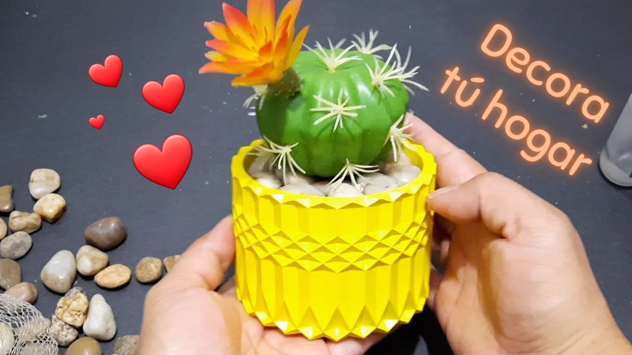 MACETA DE CEMENTO CON CACTUS ARTIFICIAL PASO A PASO