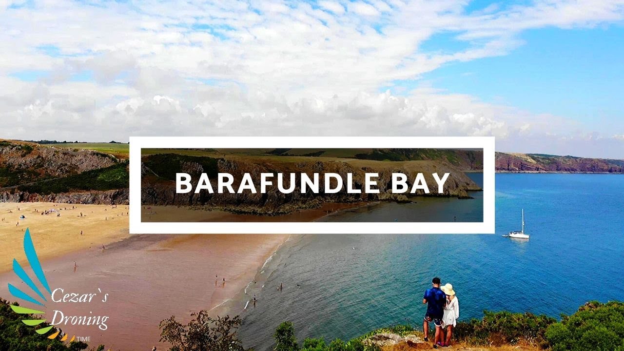 Barafundle Bay in Pembrokeshire, Wales 4K drone