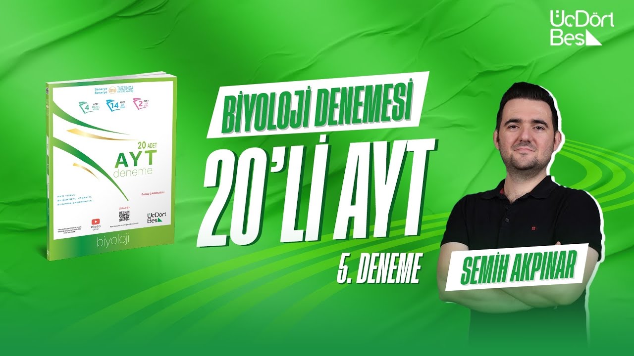 345 YAYINCILIK 20'Lİ AYT BİYOLOJİ DENEMESİ | 5. DENEME (2024)