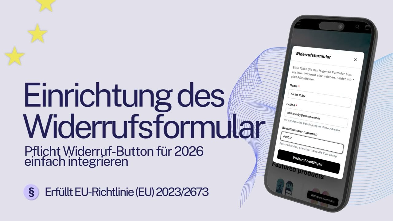 2026: EU Widerrufsbutton in Shopify integrieren – in unter 5 Minuten rechtssicher