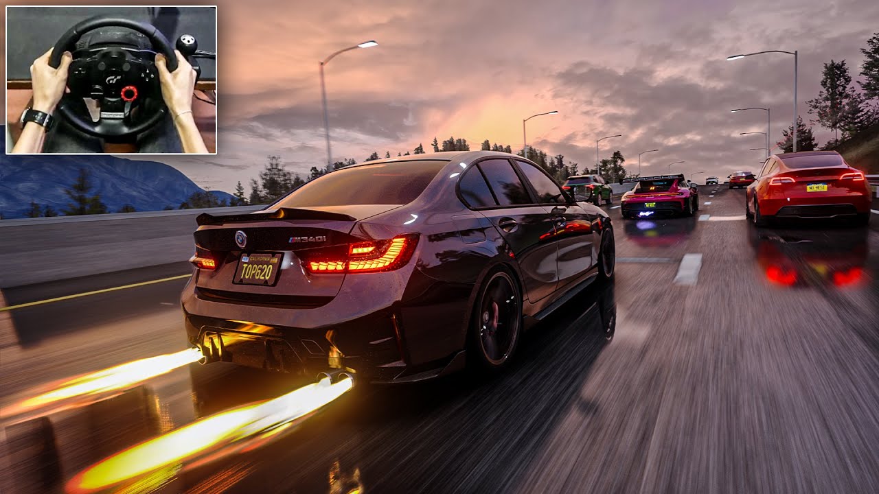 Assetto Corsa | BMW M340i G20 908HP Rain Run on Nohesi 415 | Steering Wheel Gameplay