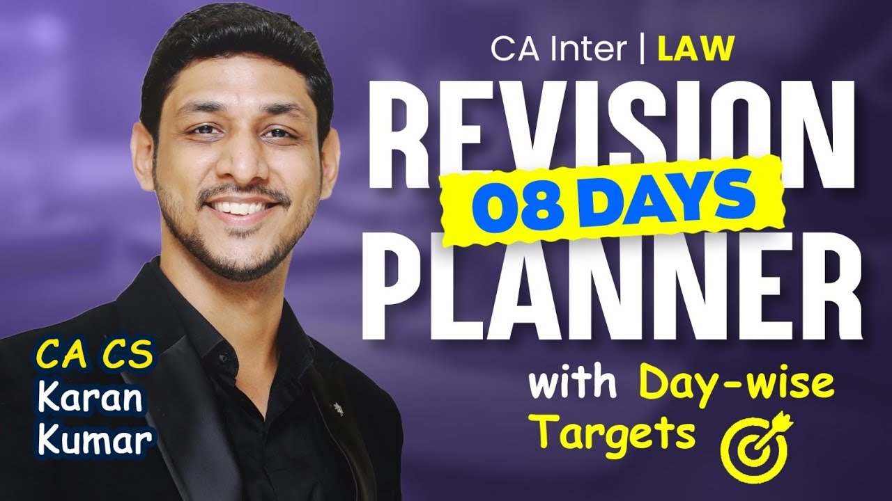 CA Inter Law Revision Planner to Score 70+🔥| Daily Targets 🎯| ICAI| CA Karan Kumar #caexams #cainter