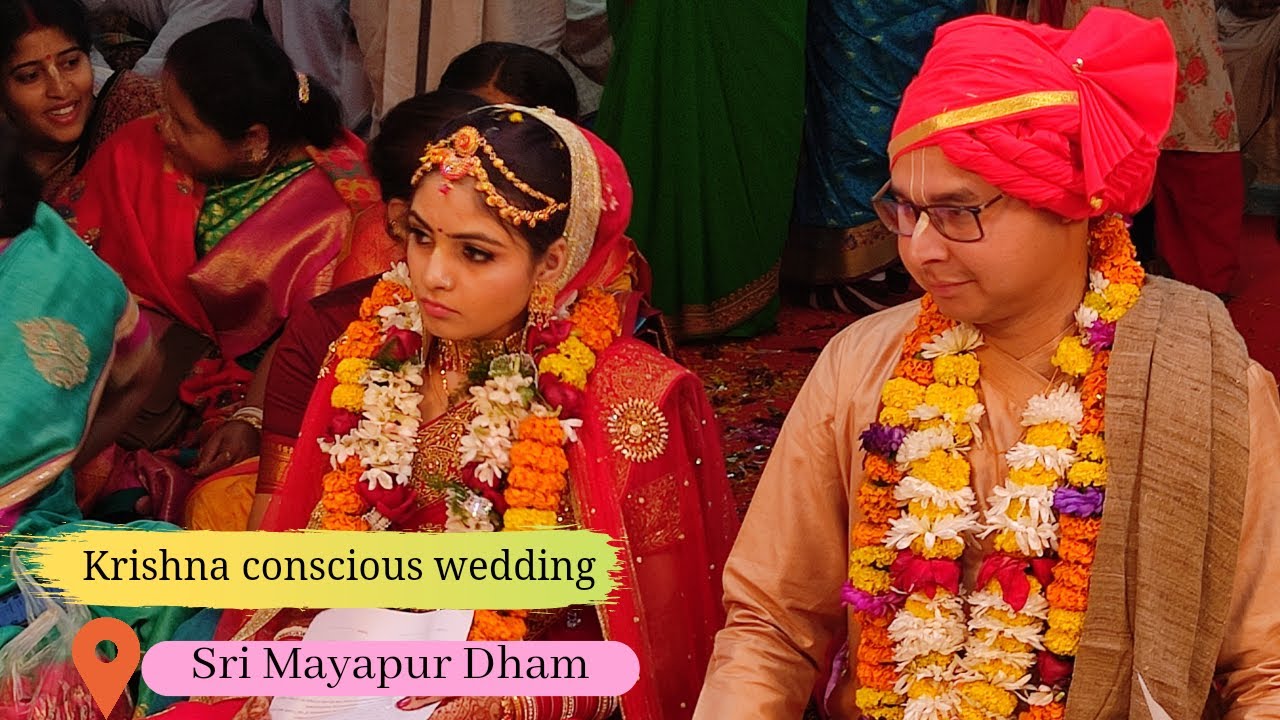 Vedic Hare Krishna Wedding Vows at Mayapur || Padmamukha nimai Das & Sharda Devi Dasi