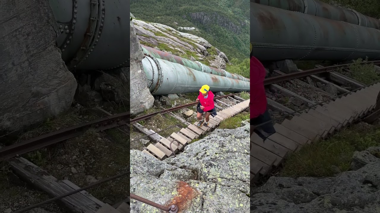 The 4444 steps of Fl&oslash;rli stairs, Norway.