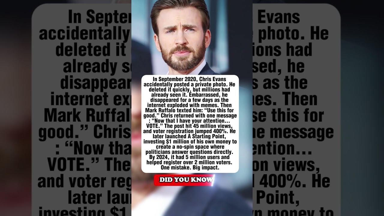 How Chris Evans Turned Embarrassment Into a Voting Movement