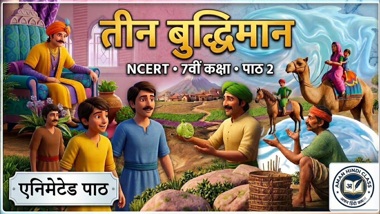 तीन बुद्धिमान - कक्षा 7 हिंदी | Class 7 Hindi Malhar Chapter 2 | Full Animated Explanation