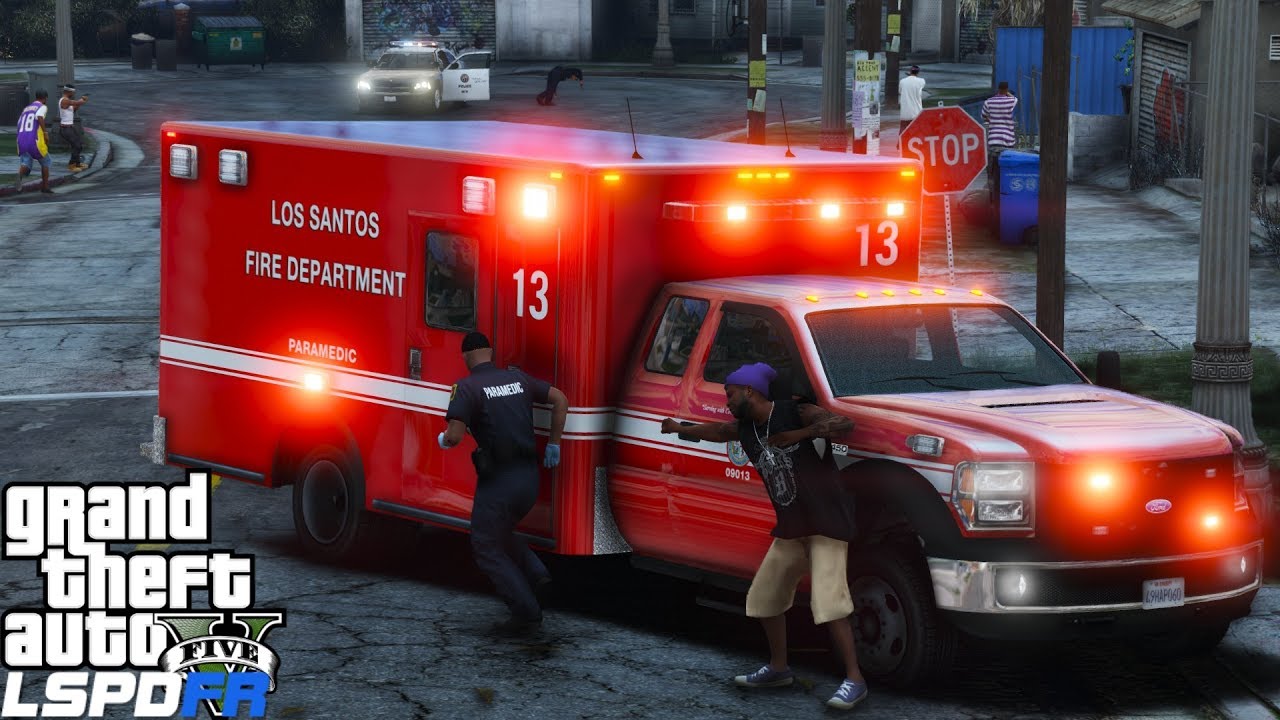 GTA 5 LSPDFR EMS Mod #14 | Play As A Paramedic Mod | Los Santos Fire Dept Paramedic Attacked By Gang
