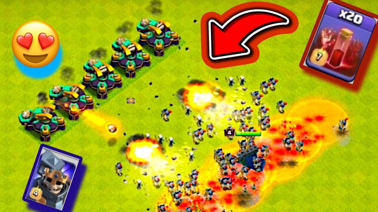5x Scattershot vs 20x Skeleton Spell + Skeleton King 👑 | Who will win? | CoC Challenge |