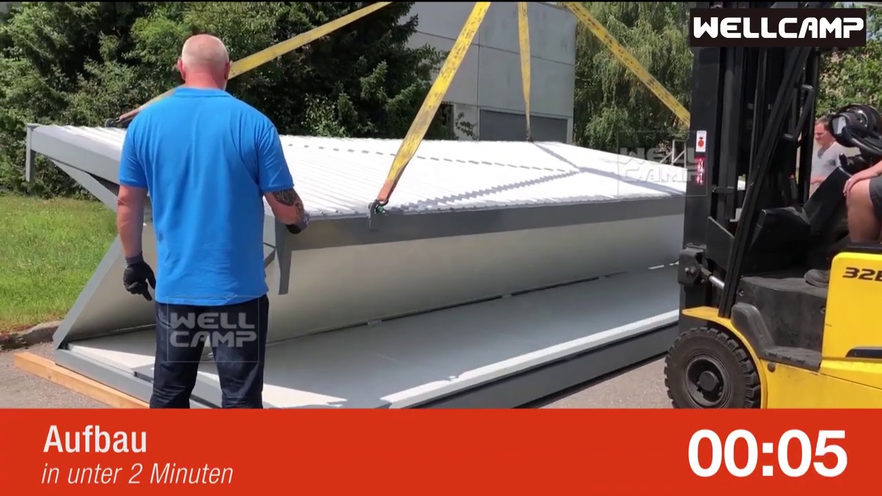 2019 Newest Wellcamp Folding Container House Germany Standard 3 People Install 1 House