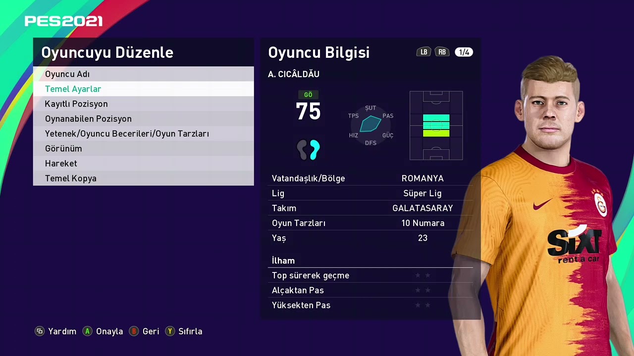 Pes 2021 Alexandru Cicâldău Yüz Yapımı