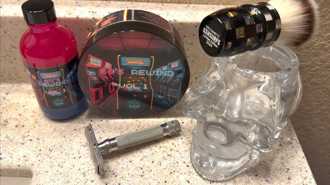 New First Line Shave-80’s Rewind Volume 1, Soap, Aftershave, Gamechanger, WSG Blade & KENSURFS Brush