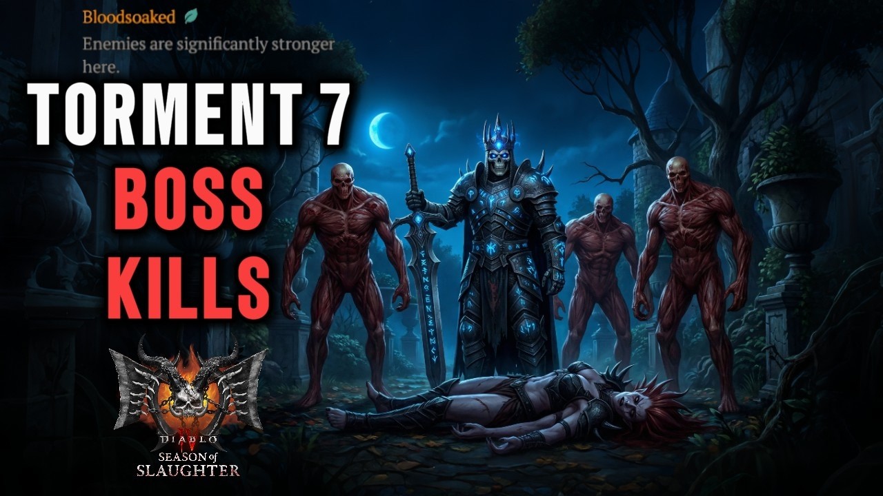 S12 Necro TORMENT 7 BOSS KILLS (BLOODSOAKED Post Patch) | Diablo 4 Necromancer S-Tier Build #skulm