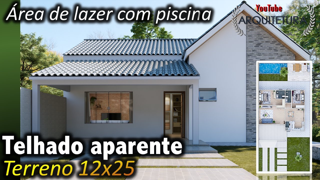 casa com piscina | com dois quartos (1 suite com closet) | 12x30 | edícula