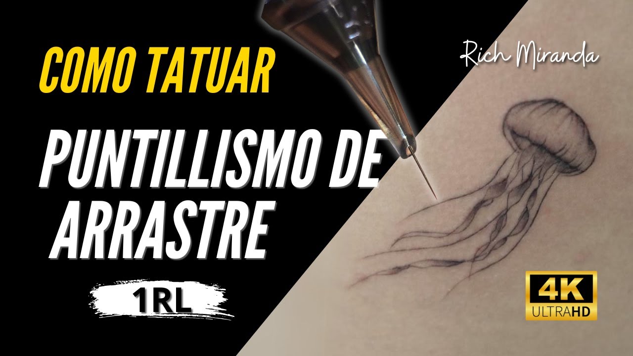 Como hacer PUNTILLISMO de ARRASTRE LINEA FINA 1RL  4K /  FINE LINE TATTOO